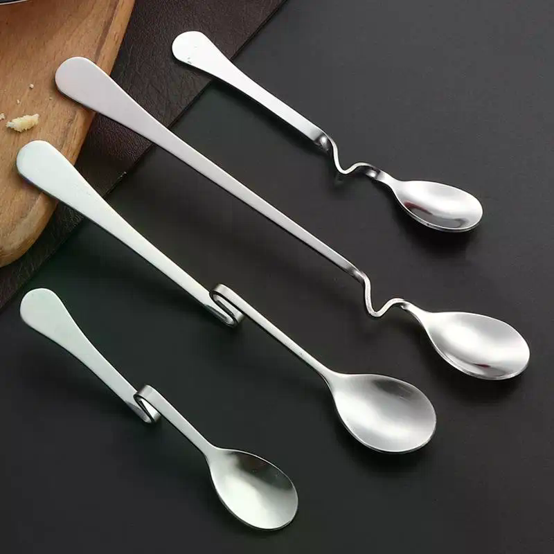 Coffee Tea Mix - Stainless Steel S-Shaped Hanging Cup Spoon