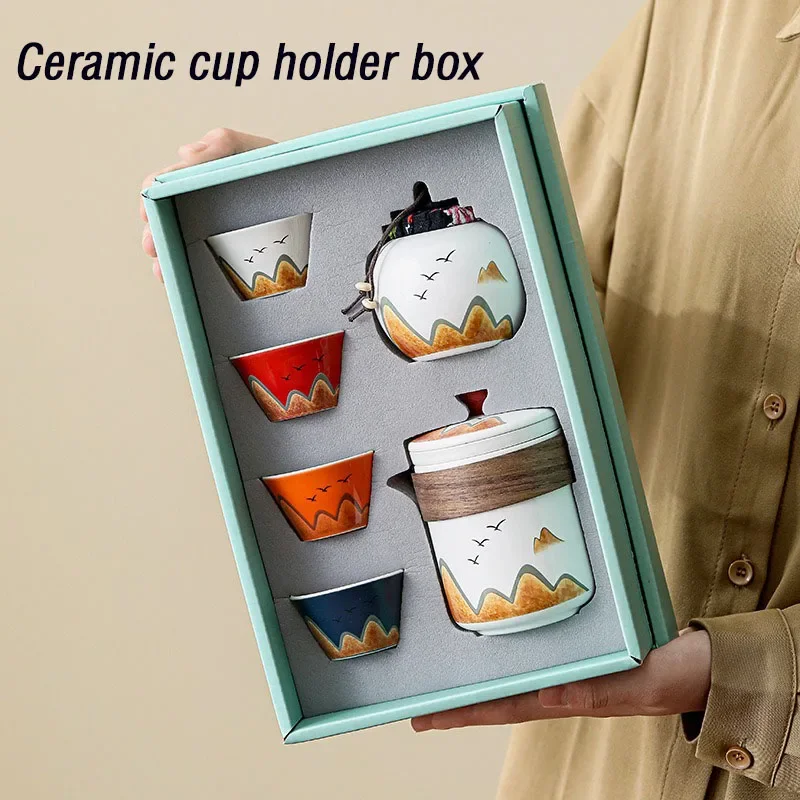 Coffee Tea Jar Set - Gift Box,Chinese Style Ceramic Tea Cup,Porcelain