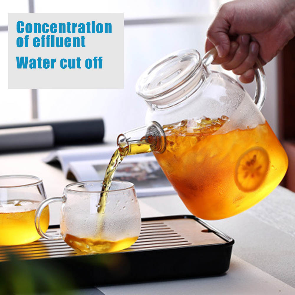 Coffee Tea Jar Set - 1000/1600ml Transparent Borosilicate Glass Teapot Heat-Resistant