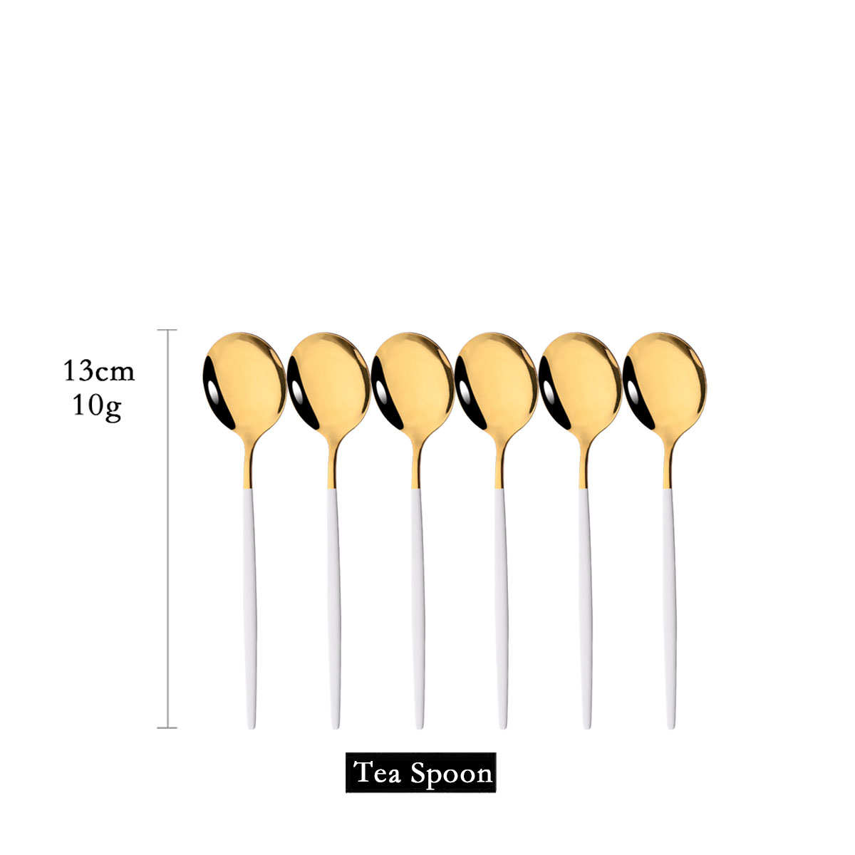 Coffee Tea Mix - 6Pcs Mirror White Gold Tea Spoon