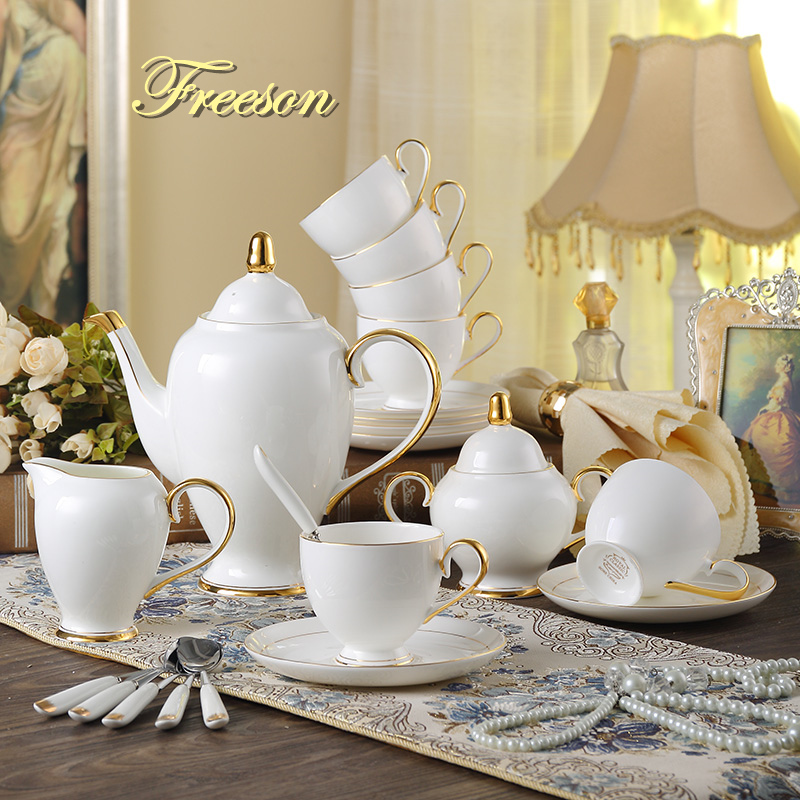 Coffee Tea And Sugar Set - Grace Bone China Coffee Set White