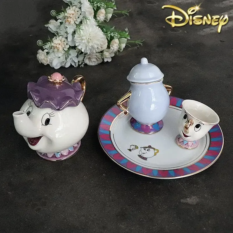 Coffee Tea Jar Set - Hot Teapot Cartoon Beauty And The
