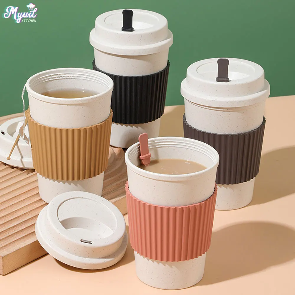 Coffee Tea Exchange - 450ML Coffee Cups With Lids Wheat