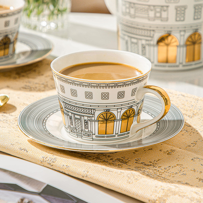 Coffee Tea Pictures - Architectural Cup and Saucer Coffee Mug