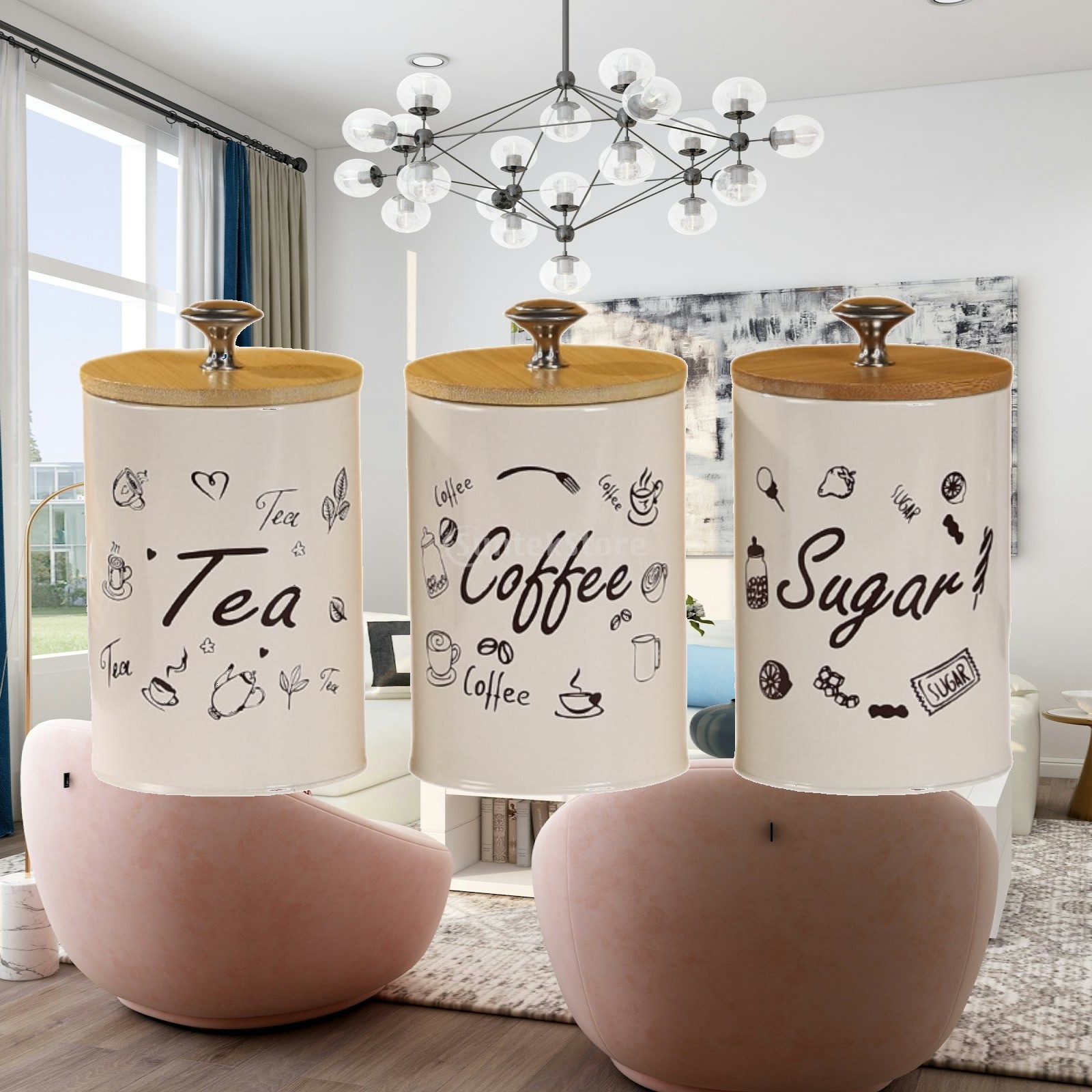 Farmhouse Coffee Tea Sugar Can - огляд і ціна Coffee Tea Jar Set
