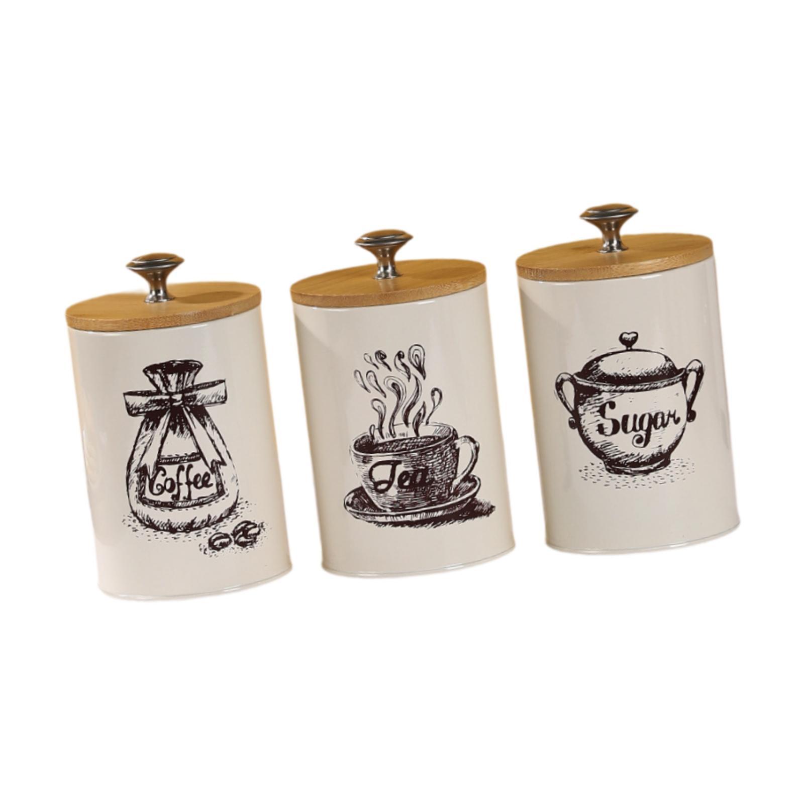 Farmhouse Coffee Tea Sugar Can - огляд і ціна Coffee Tea Jar Set
