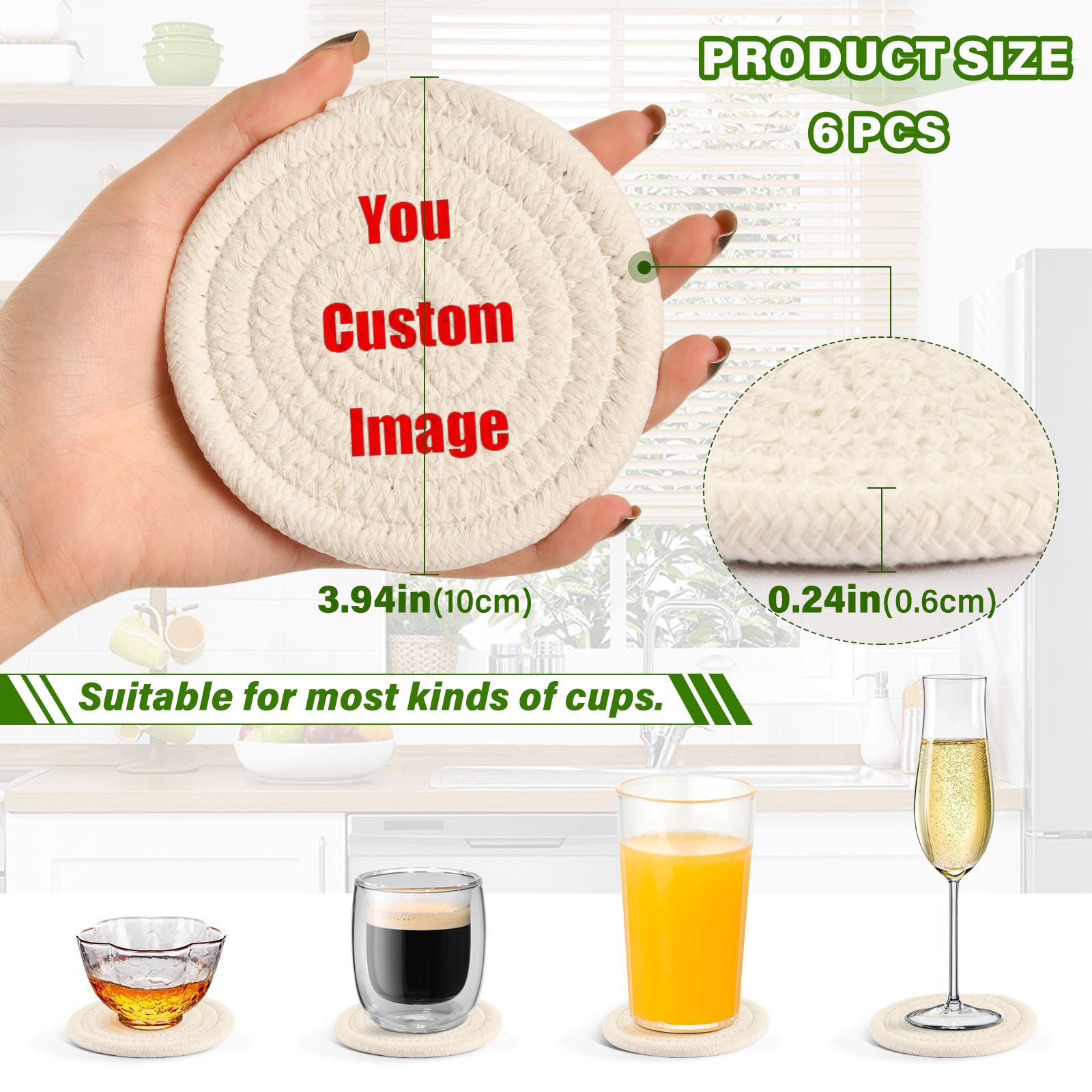 6Pcs Cup Coasters for Drinks A - огляд і ціна Coffee Tea Images