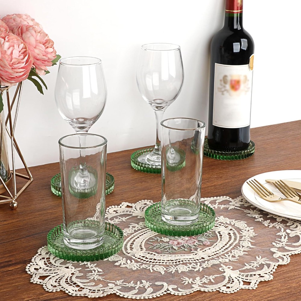 Modern Clear Glass Coaster Set - огляд і ціна Coffee Tea Images