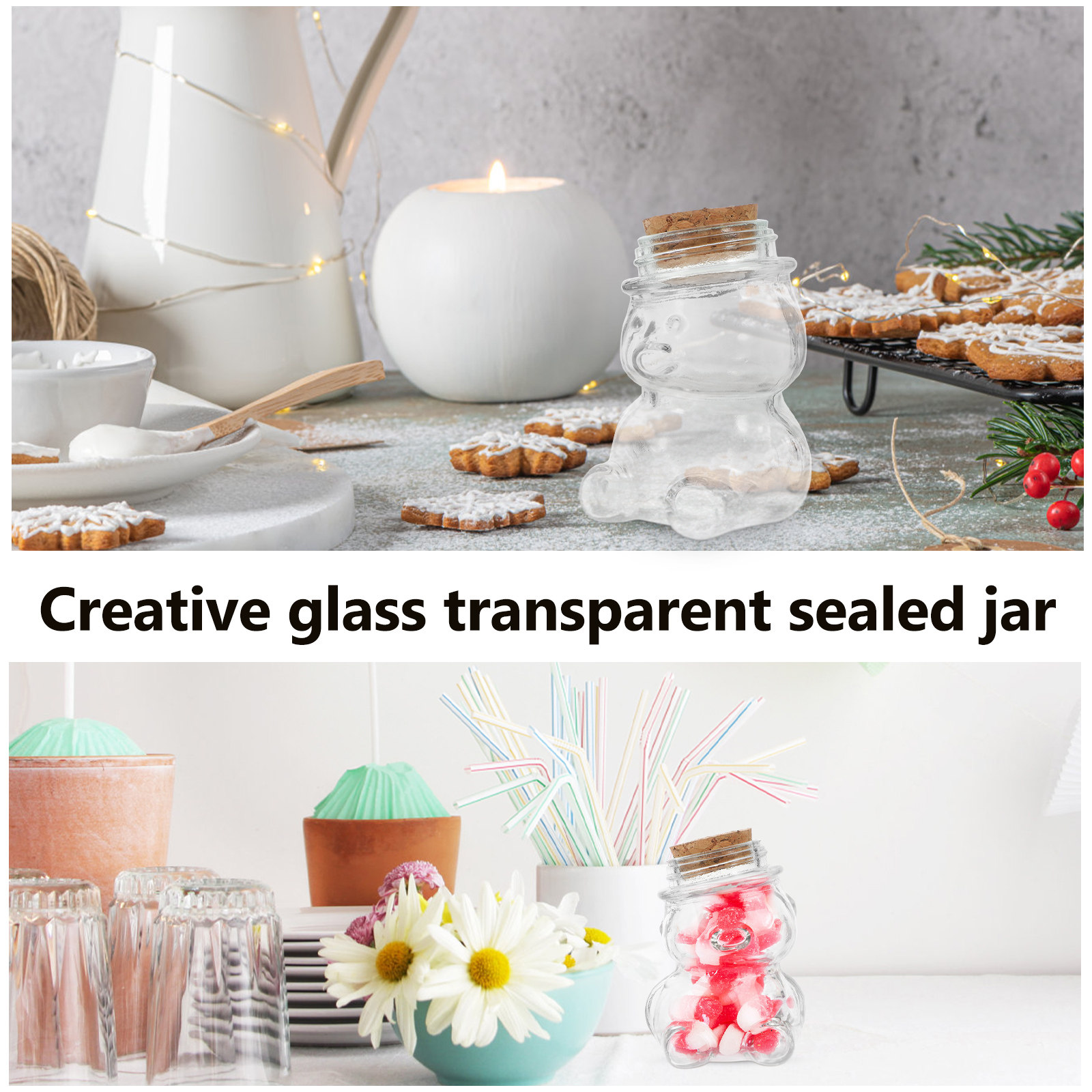 4Pcs Glass Candy Jar Set Trans - огляд і ціна Coffee Tea Jar Set