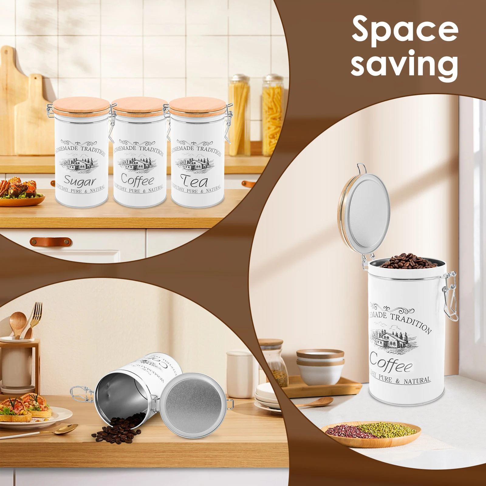 3Pcs/Set Tea Coffee Sugar Cani - огляд і ціна Coffee Tea Jar Set