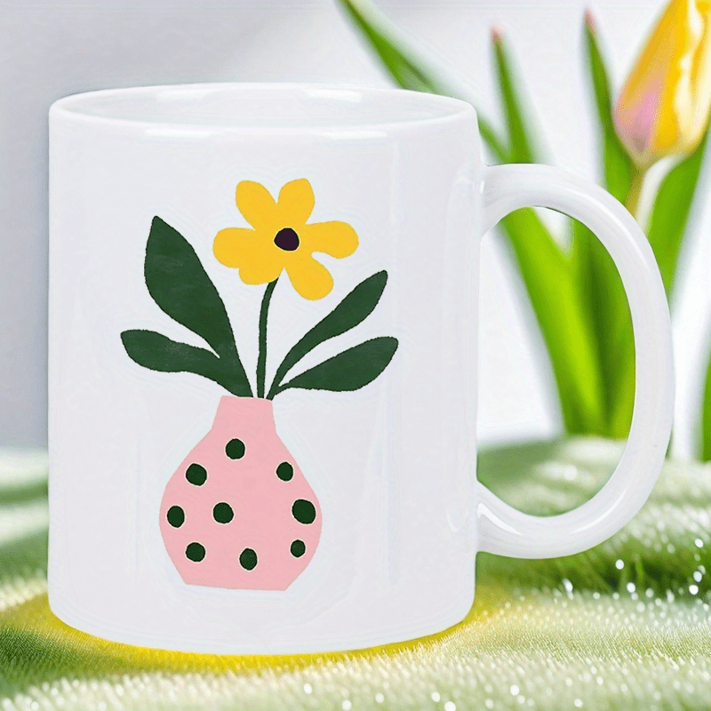 Ceramic Mug with Cute Pink Vas - огляд і ціна Morning Tea Coffee